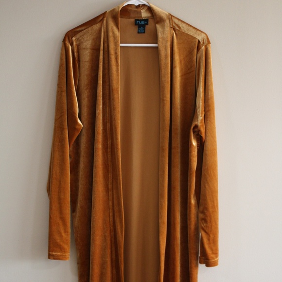 long gold cardigan